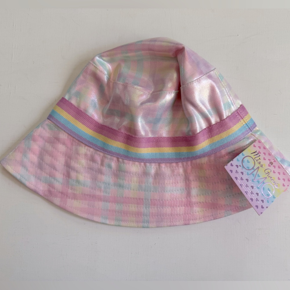 NWT Miss Gwens OMG Accessories Bucket Hat Girls Metallic Plaid Rainbow 🌈 $28